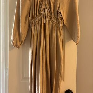 Tan Long-Sleeve Maxi Dress